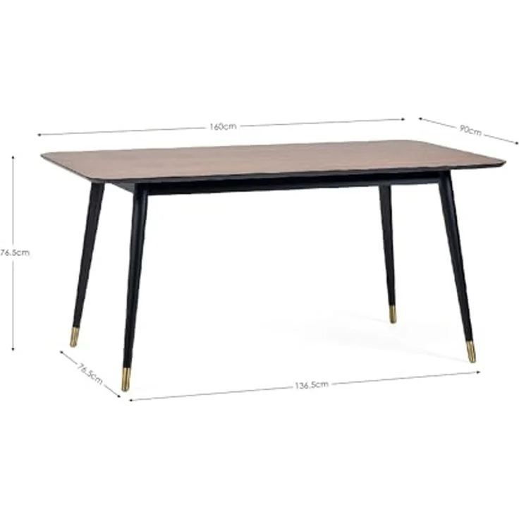 Julian Bowen Rechteckiger Esstisch Findlay, Walnuss und Schwarz, Einheitsgröße – Bild 2