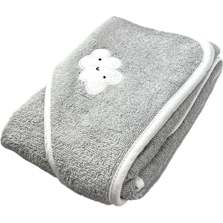 Baby Kapuzenbadetuch » Badetuch 75 x 75 cm » Kleinkind Bade Handtuch mit Kapuze » 100% reine Baumwolle - Grau – Bild 3