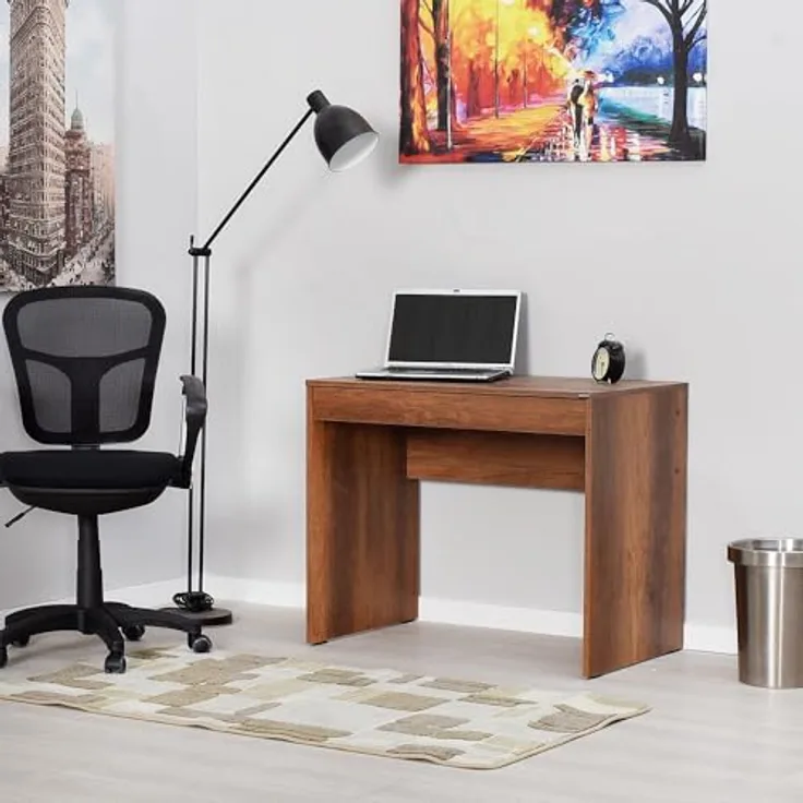 Stylish Study Desk, Oslo & Walnut, 90 x 75 x 55 cm | 100% Melamine Coated Particle Board, 16 mm Thickness | Ideal for Modern Home Office & Study