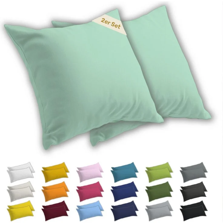 Lavea Kissenbezug 2er Set Kissenhülle Jersey, 100% Baumwolle, Kissenbezüge, (2 Stück), allergikerfreundlich - sicherer YKK-Reißverschluss - waschbar 60°C – Bild 5