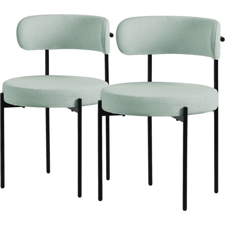 ML-DESIGN Polsterstuhl Esszimmerstühle Gruppe Küchenstuhl aus Teddystoff mit Metallbeinen (2 St), Clubstuhl 2er Set Wohnzimmerstuhl Grün moderne Design Lounge Stuhl – Bild 5