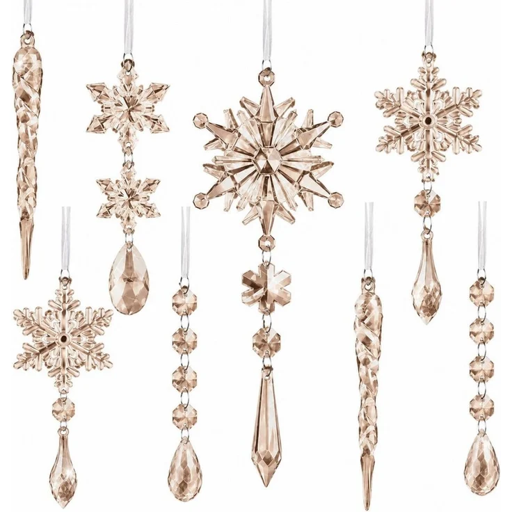 Bomiclss Christbaumschmuck Acryl Schneeflocken Eiszapfen Tropfen Hängedekoration (18-tlg), Ornamente für Weihnachtsbaum Winterfest und Party Deko – Bild 1