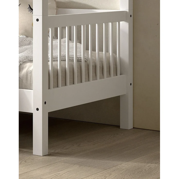 Hausbett >Buche Massiv< in Buche massiv weiß lackiert - 207,5x170x97,5 (BxHxT) – Bild 5