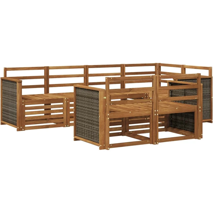 vidaXL Outdoor-Sofagarnitur 7 stk. 7-Sitzer Natur Massivholz Akazie 3384465 – Bild 2