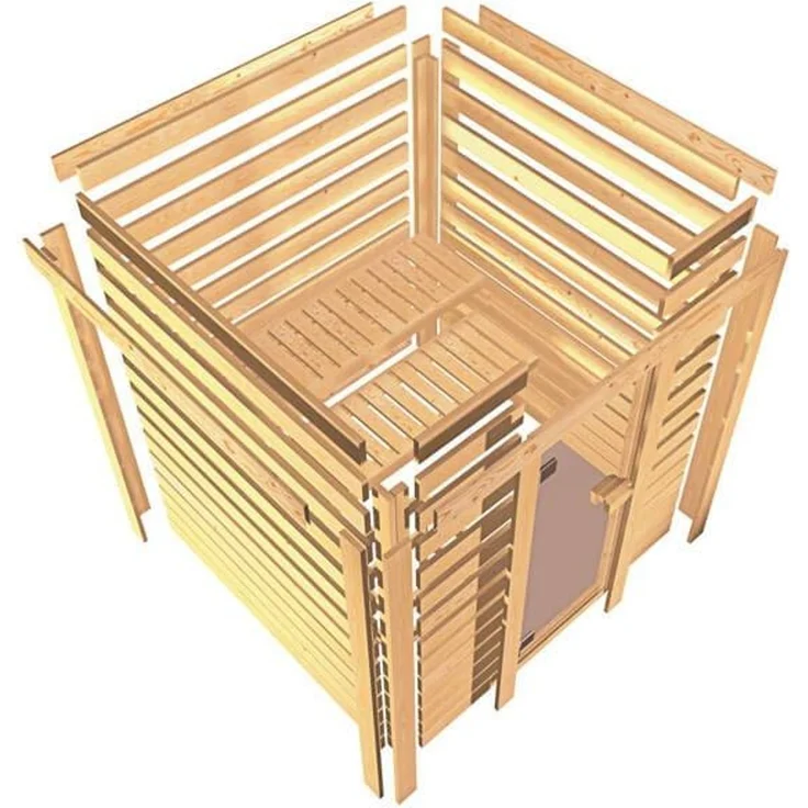 Karibu Sauna Adelina ohne Dachkranz + 9kW Saunaofen mit ext. Steuerung Easy – Bild 5