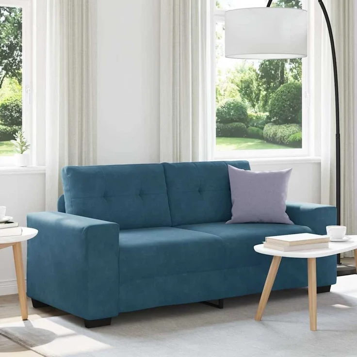 vidaXL Zweisitzer-Sofa Blau 180x77x82 cm Samt 4105131 – Bild 1