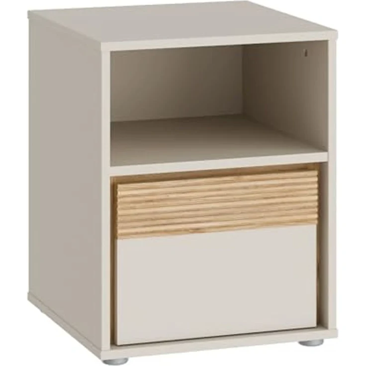 Forte WEXLIN Nachttisch 40 45, Moderne Nachtkommode mit Schublade und Regalfach, Kinder- und Jugendzimmer, Kaschmir|Beige|Mauvella Eiche Holzdekor, 41,3 cm breit x 52,1 cm hoch x 42 cm tief – Bild 4