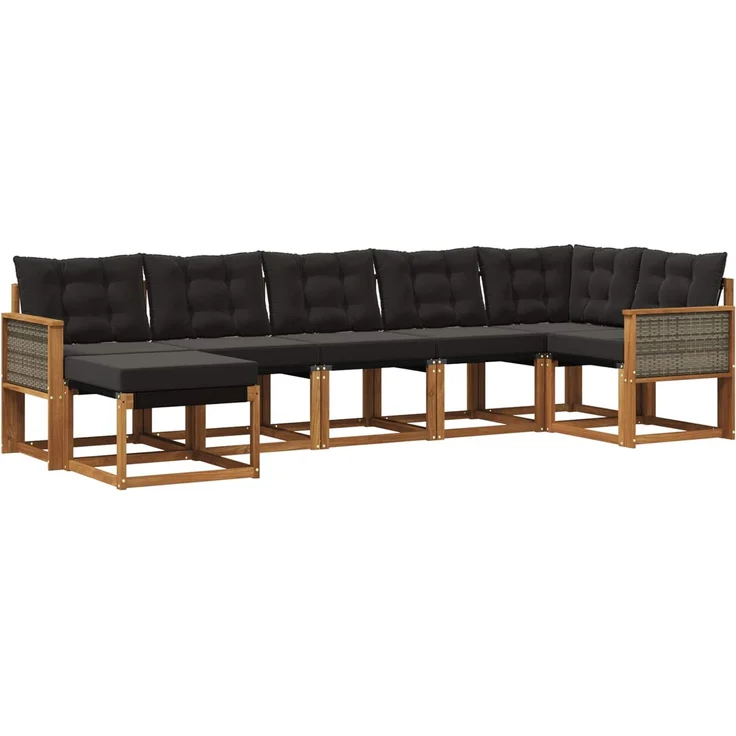 vidaXL Outdoor-Sofagarnitur 7 stk. 7-Sitzer Natur und Schwarz 3382092 – Bild 2