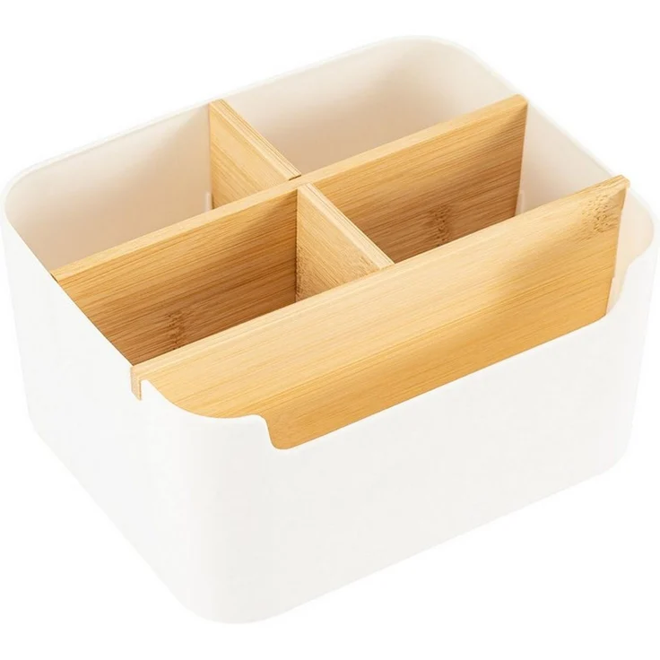 Youyijia Aufbewahrungsbox Bambus Schreibtisch Organizer with 5 Compartments, Büro Organizer – Bild 1