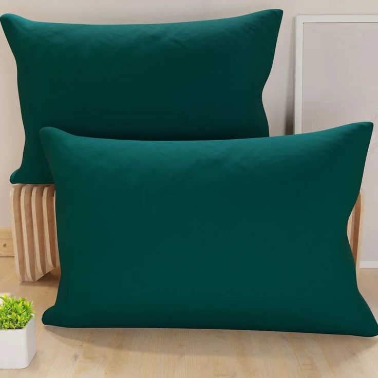 PETTI Artigiani Italiani - 2er-Set Kissenbezüge 80x50 cm aus Mikrofaser, Dekokissen-Bezüge für Schlafzimmer und Sofa, Set mit 2 Kissenhüllen, Einfarbiger Kissenbezug Petrol
