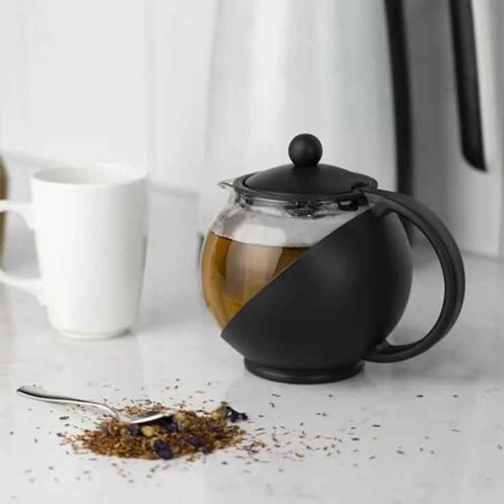 Café Ole Everyday Runde Teekanne Infuser Korb Glas Teekanne Lose Blatt, Schwarz, 700 ml - 24 oz – Bild 3