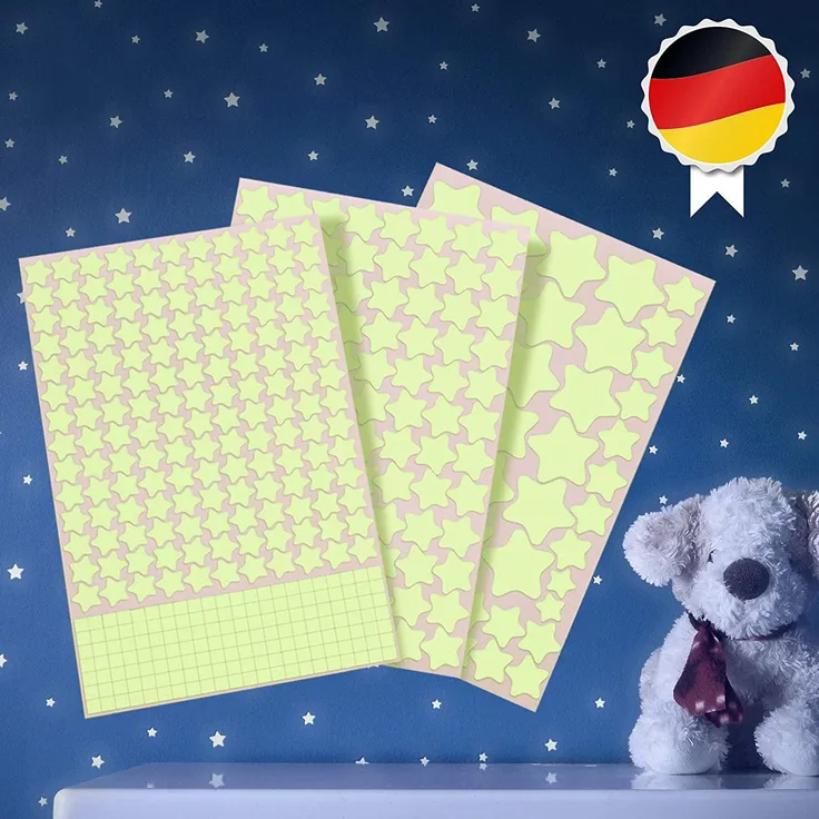Leuchtsterne selbstklebend, 452 Leuchtsticker – extra helle Sternenhimmel Aufkleber, Leuchtsterne Kinderzimmer, Leuchtaufkleber