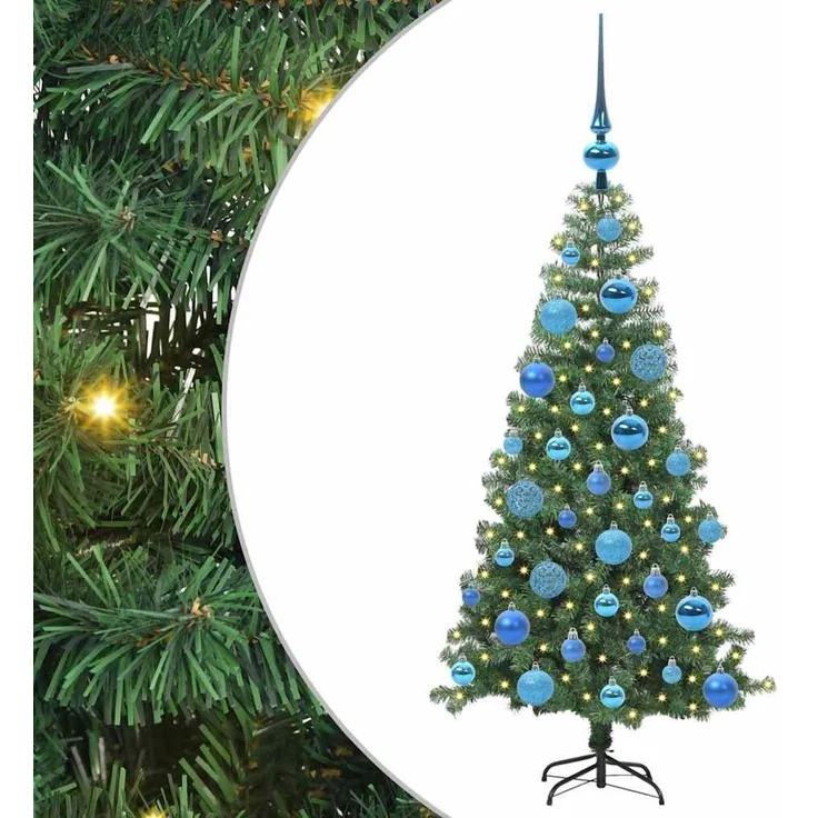 vidaXL Weihnachtsbaum mit LED-Beleuchtung Grün 120 cm PVC und Stahl 3396365 – Bild 2