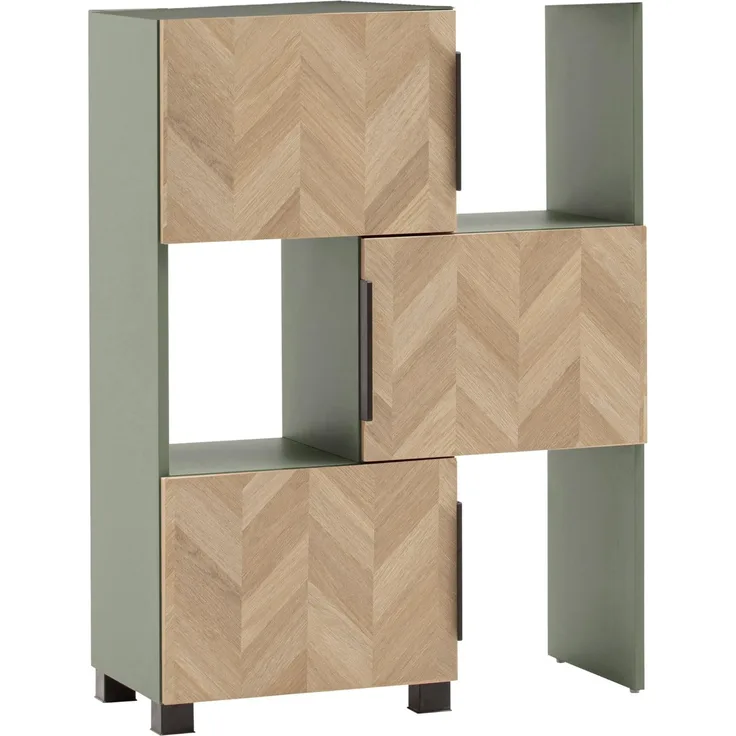 Schildmeyer Schieberegal Piazza 160508, Pistazie/Fischgräten Dekor, 47-78 x 34,7 x 101,6 cm