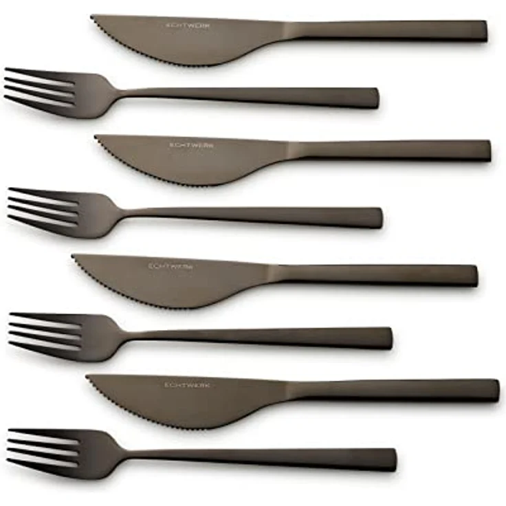 Echtwerk Pizzabesteck, Schwarz, 8-teiliges Set mit ergonomischem Griff, rostfrei und lebensmittelecht, 23 cm – Bild 5
