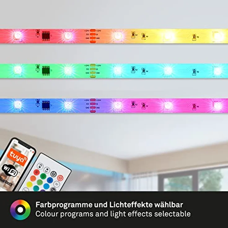 BRILONER Leuchten - RGBIC LED Strip 5m, Magic RGBIC Lichtband kürzbar, App-Steuerung, Fernbedienung, Musiksensor, Sprachgesteuert, LED Band, Leiste, Streifen, Weiß, 2313-150 – Bild 3