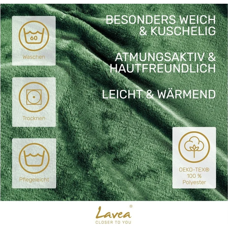 Wohndecke Kuscheldecke, Fleecedecke, Wolldecke flauschig und weich, Lavea, Sofadecke, Atmungsaktiv & Hautfreundlich, Decke – Bild 3