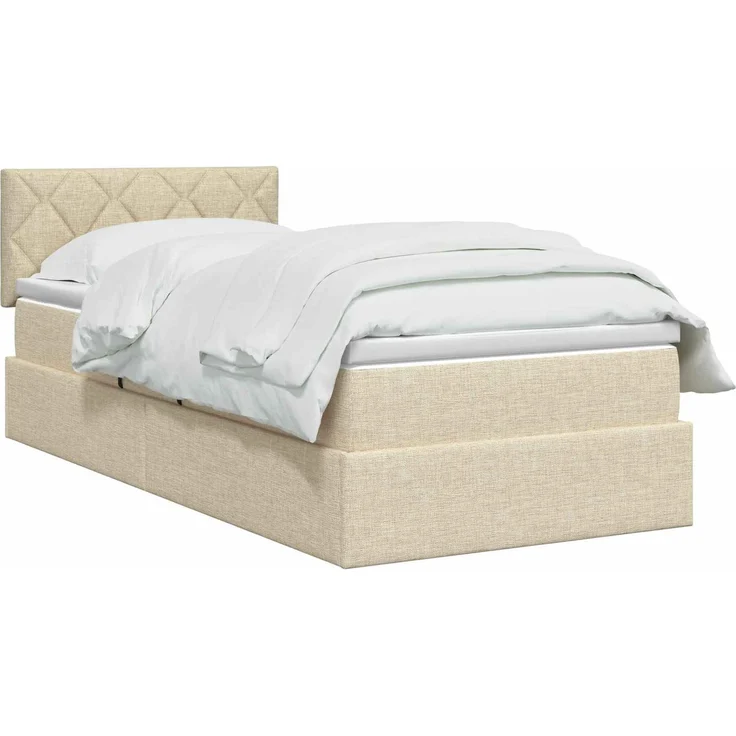 vidaXL Aufbewahrungsbett mit Matratze Creme 90 x 200 cm Samt 3458662 – Bild 3