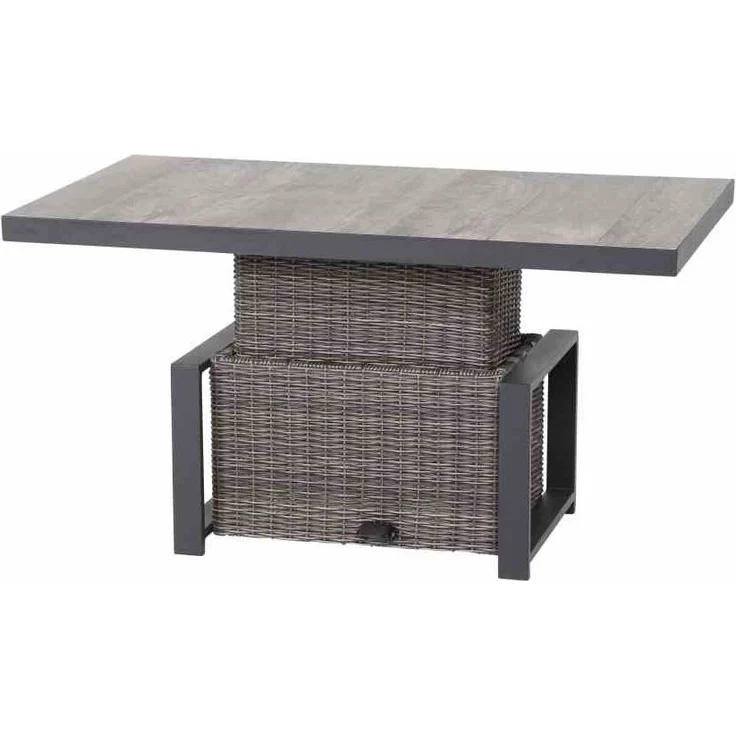 Corido Lifttisch 130cm x 75cm x 47/71cm Gestell Aluminium matt-anthrazit, Fläche Gardino®-Geflecht charcoal grey, Tischplatte Keramik grey – Bild 3