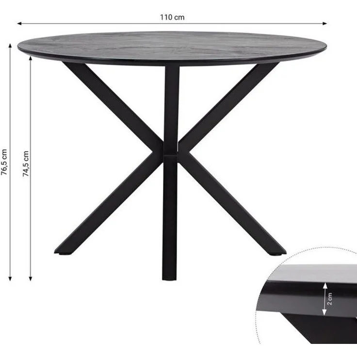 Homestyle4u Essgruppe 5tlg / 3tlg. rund Ø110 2/4 Polsterstühle grau Metallgestell Steinoptik, (3-tlg), 3-teilig, kratzfest, mspritzwasserfest, Tisch mit Essstuhl – Bild 4