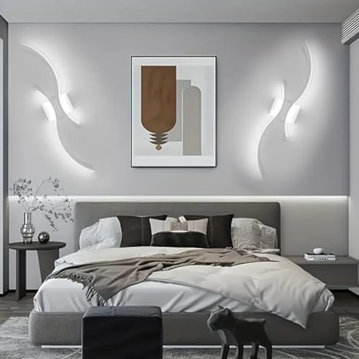 Goeco Wandleuchte Innen 80 cm 27W 3000 lm Moderne LED Wandleuchte Kaltlicht 6500K mit 2 Acrylglasröhren Wandleuchte Weiß für Schlafzimmer Wohnzimmer Treppe Küche – Bild 6