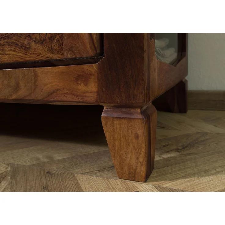 Vitrine Sheesham 100 x 45 x 195 dunkelbraun lackiert ANCONA #236 – Bild 7