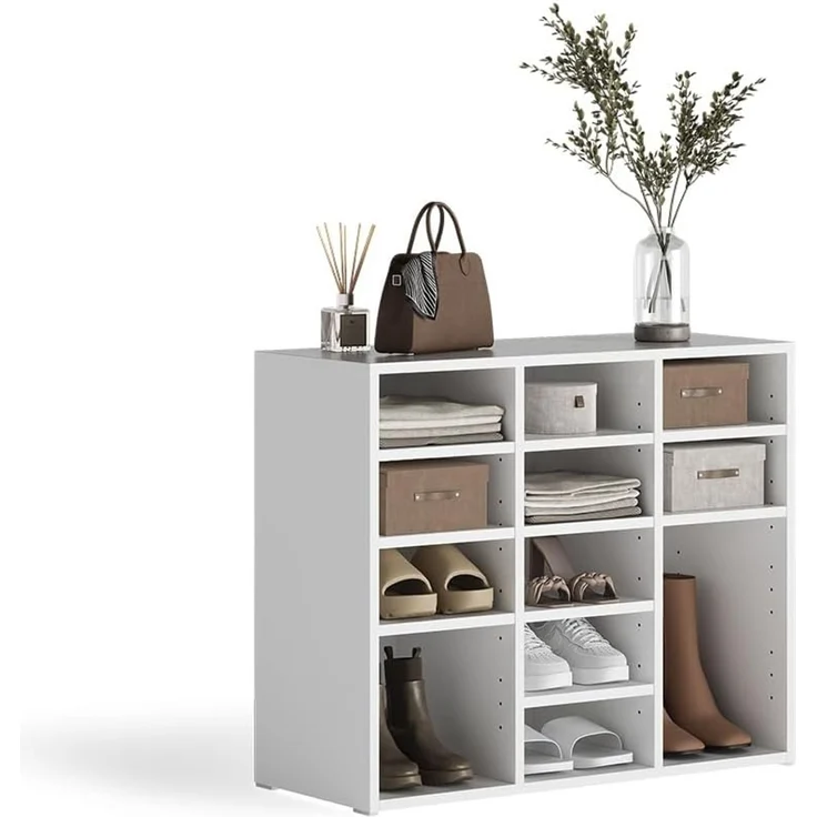 Schuhschrank Lysander Weiß 78.6 x 65.5 cm mit 12 offenen Fächern Vicco – Bild 5