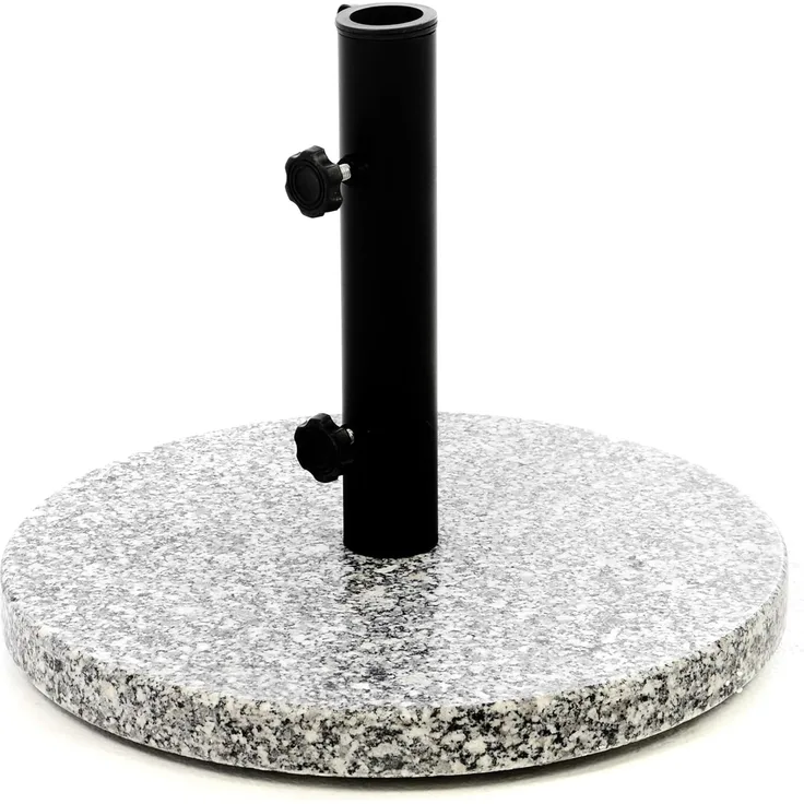 Nexos Sonnenschirmständer Granit grau 40cm rund Schirmständer Edelstahlrohr mit Feststellschrauben und 3 Standfüße Kunststoffringe 10 kg