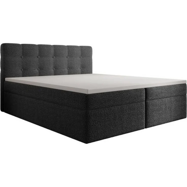 thematys Boxbett Luxus mit Bettkasten 180x200cm, mit Bonnellfederkernmatratze H3, Bouclé/Velours, mit Stauraum, mit 3 cm Topper, Anthrazit (Frotte 6), Art.-Nr. S0WGG0ANWV3 – Bild 6