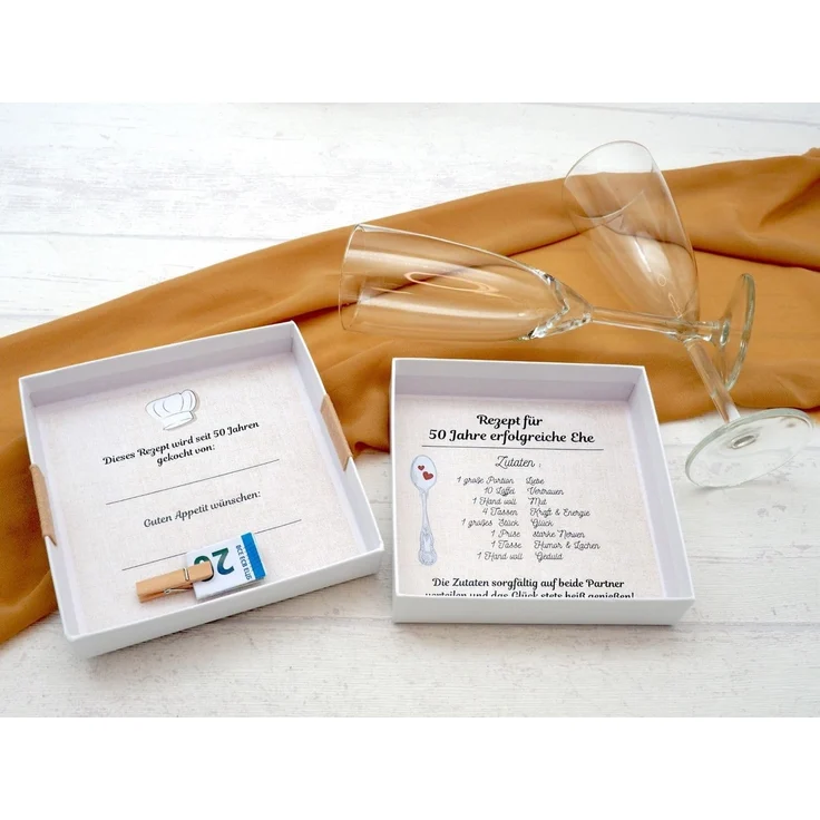ZauberDeko Geschenkbox Geldgeschenk Verpackung Gold Hochzeit Geschenk Rezept für 50 Jahre Ehe – Bild 6