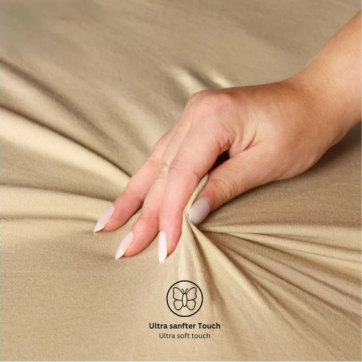Esprit Spannbettlaken PREMIUM Spannbettlaken, 95% Baumwolle, 5% Elasthan, Gummizug: rundum, (2 Stück), 100 x 200 cm - 2er Set in Beige – Bild 4