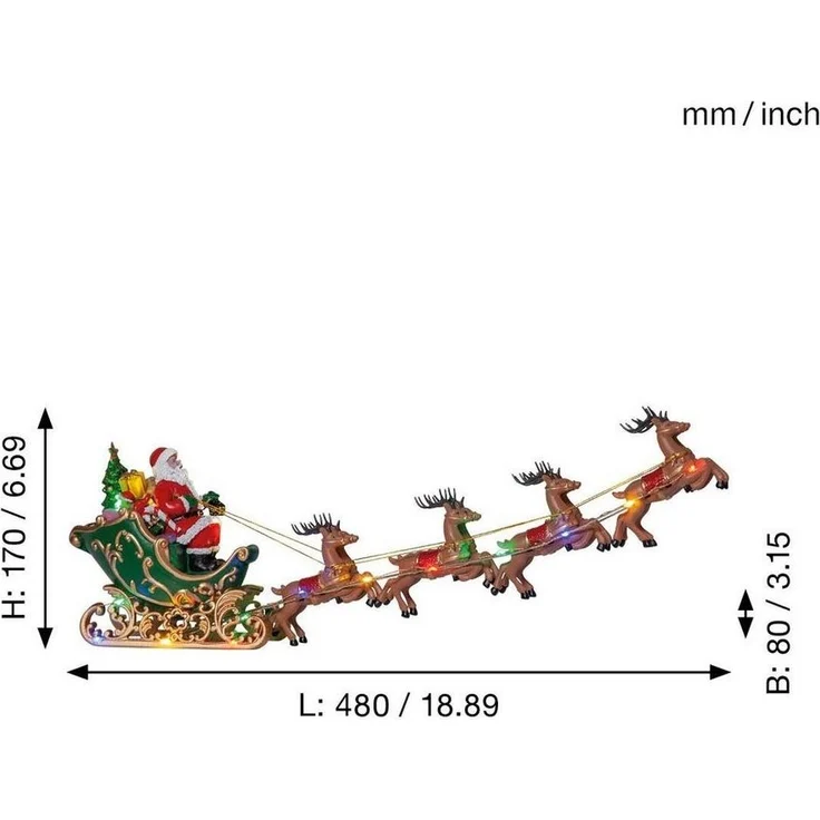 EGLO LED Weihnachtsdeko Deerville, Weihnachtsmann auf Schlitten mit Rentieren, batteriebetriebene Weihnachtsbeleuchtung für Wohnzimmer mit Timer, bunt beleuchtet – Bild 3