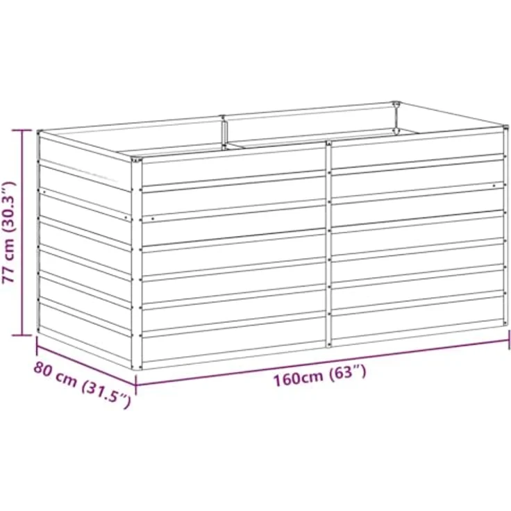 vidaXL Hochbeet Hellbraun 160 x 80 x 77 cm Verzinkter Stahl 42017334 – Bild 4