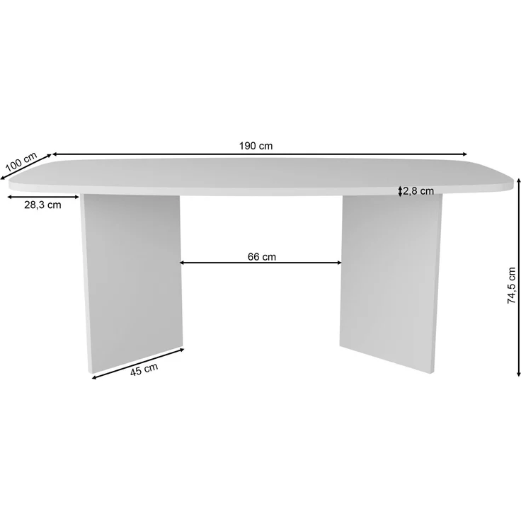 Selsey ‘Piano’ Esstisch mit abgerundeten Ecken 190 x 100 cm – Bild 4