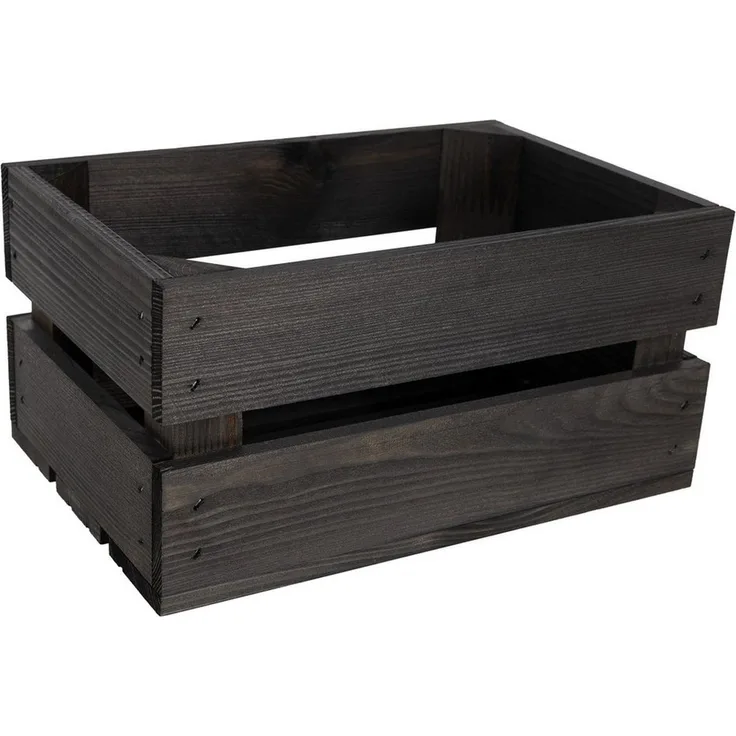 Creative Deco Holzkiste Kiste Holz Deko Holzkiste, Obstkiste Weinkisten Apfelkiste, Schwarz, 30 x 20 x 15 cm