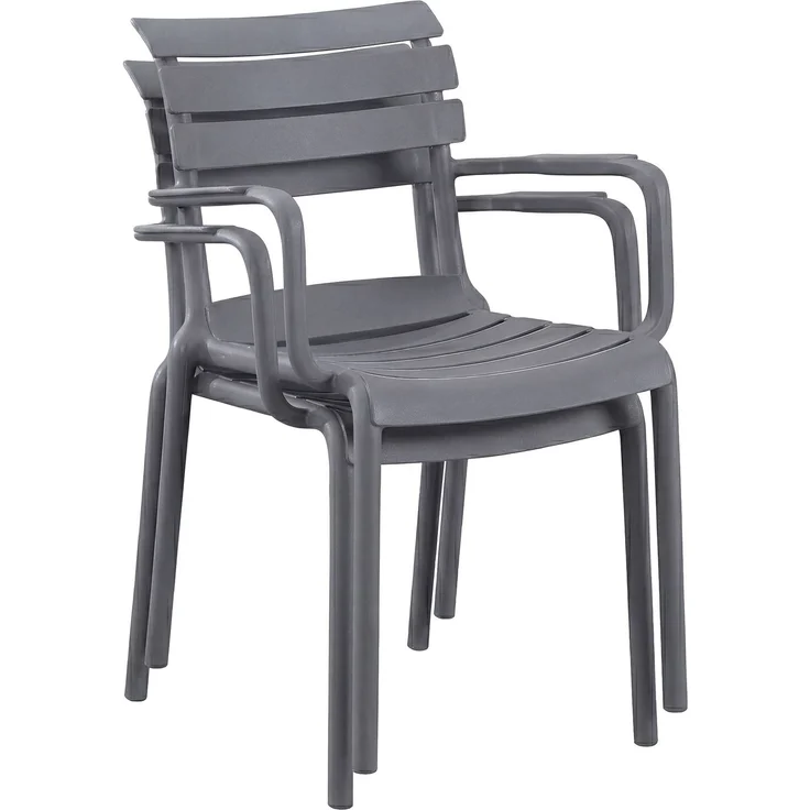 Gartenmöbel-Set NORA mit 2 Stühlen - 186x72x82cm, Kunststoff, Dunkelgrau | Balkonset Gartenset Tisch mit Stühlen Bistroset Outdoor – Bild 6