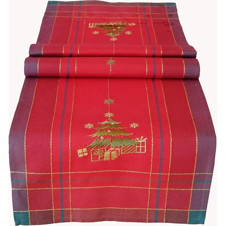 texpot Tischdecke Tischwäsche mit Stickerei Baum Weihnachten Winter (1-tlg)