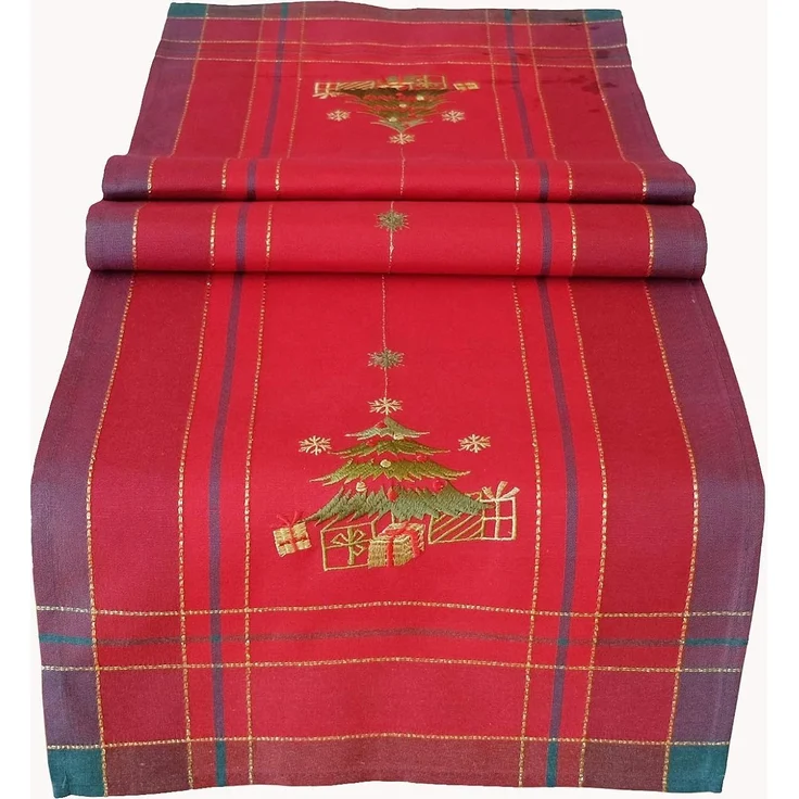 texpot Tischdecke Tischwäsche mit Stickerei Baum Weihnachten Winter (1-tlg) – Bild 1