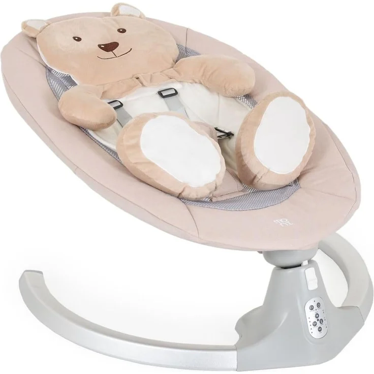 Moni Babywippe elektrische Ari Bär Melodien, Fernbedienung, Teddy-Bär Pad, Timer beige – Bild 3