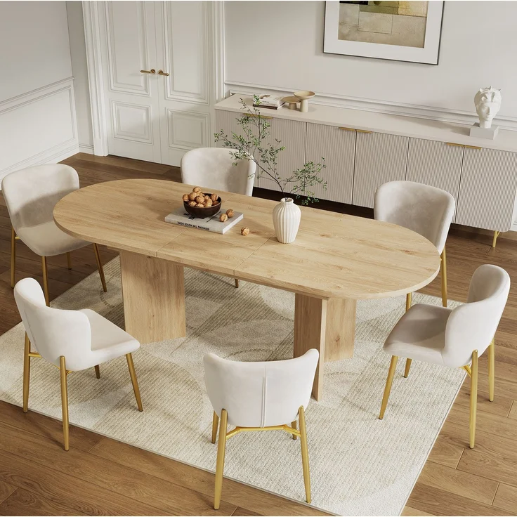 Esstisch, MDF ausziehbar mit abgerundeten Ecken, 120/160x80 cm, Eiche – Bild 4