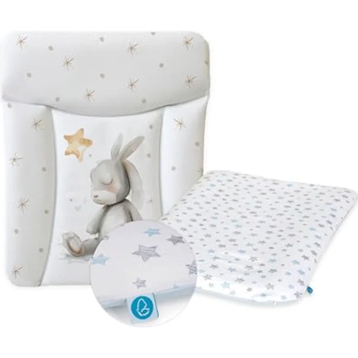 Ceba Baby® Wickelauflage 50x70 cm – Weiche Baby Wickelunterlage mit abnehmbarem Baumwollbezug – Wasserdicht, abwaschbar – Für Jungen und Mädchen – OEKO-TEX® Standard 100 – Made in EU – Bild 2
