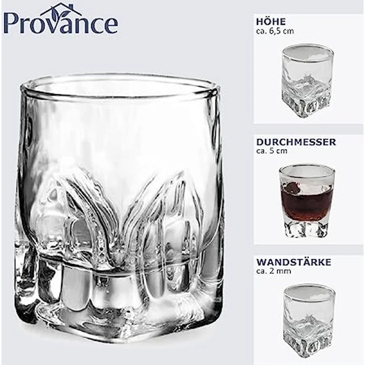 Provance Schnapsglas 6 x Schnapsglas Schnapsgläser Stamper Shotglas Kristallglas 40ml 4cl, 6-tlg, Glas – Bild 7