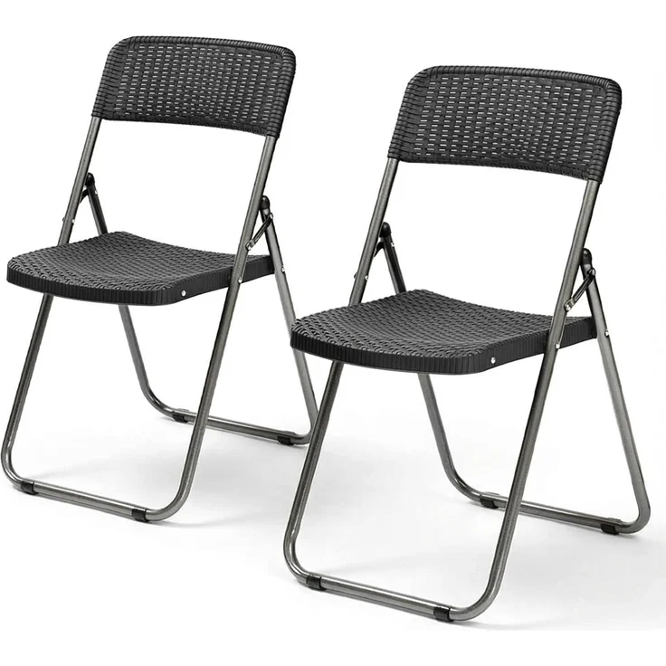 Sekey Rattan Gartenstuhl Klappbar, Campingstuhl Faltbar 200KG, 46 x 53 x 84 cm, Klappstuhl Camping Balkon Garten, 2er Gartenstühle Set Wasserdicht, Schwarz – Bild 1