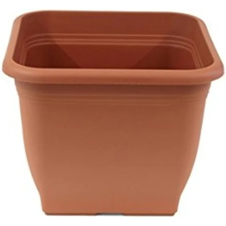greemotion Pflanzkübel Pia Terrakotta - Blumentopf 19x19 cm - 3L Blumenkübel eckig - Übertopf UV-beständiger Kunststoff - Pflanztopf frostsicher - Pflanzgefäß mit Bodenlöchern - Pflanzen-Zubehör