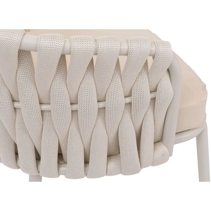 2er-Set Aluminium-Esszimmerstuhl HWC-P89, Indoor Stuhl Armlehne, Stoff/Textil (180 g/m²) Seilgeflecht Rope ~ creme – Bild 5