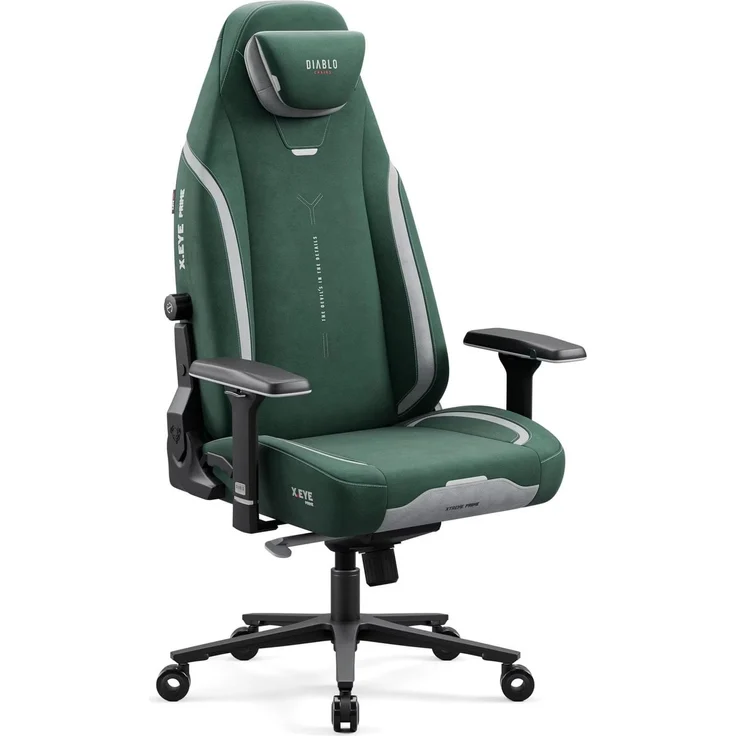Diablo Ergonomischer Gaming Stuhl Stoff X.Eye Prime Pc Stuhl mit Magnet-Kopfstütze Gaming Sessel Kühlfunktion Gaming Stuhl Ergonomisch Strapazierfähiger Stoff Gaming Chair 140 kg Forest Green