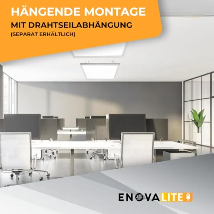 ENOVALITE LED Panel 4er Pack LED Panel, 62x62 cm, 36 W, 3600 lm, 6000 K, LED fest integriert, Tageslichtweiß, kaltweiß – Bild 9