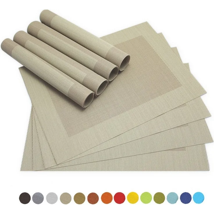matches21 HOME & HOBBY Platzset Tischsets BORDA 8er Set Beige als Tischuntersetzer, (8-St), Abwaschbare Platzsets als Tischunterlagen für Ess-Tisch Tisch-Deko