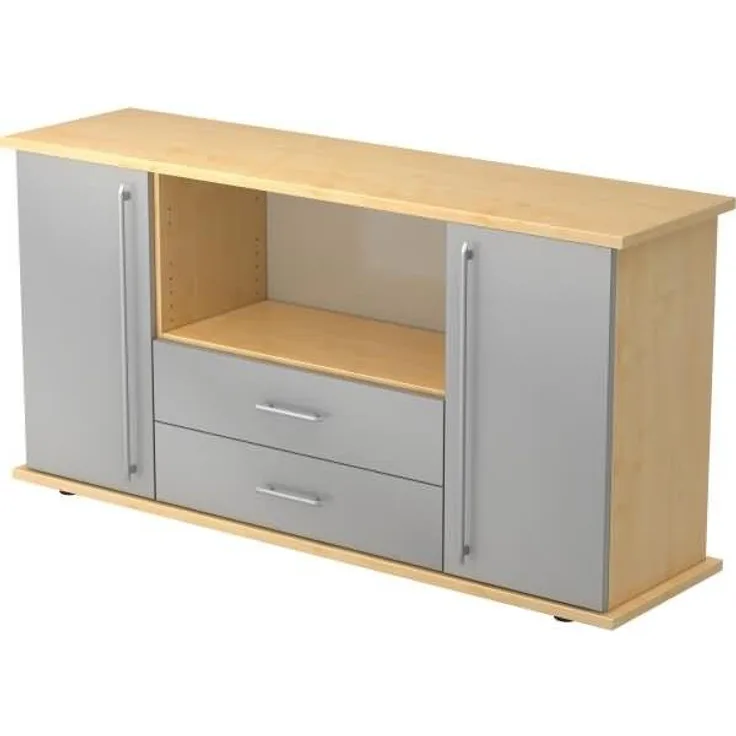 Sideboard 2 Türen, 2 Schübe RE Ahorn / Silber