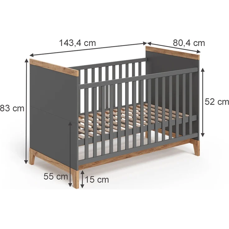 Babybett Malia Grau/Artisan 70x140 cm Vitalispa – Bild 2